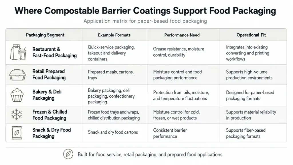 when compostble barrier coating supports food packaging